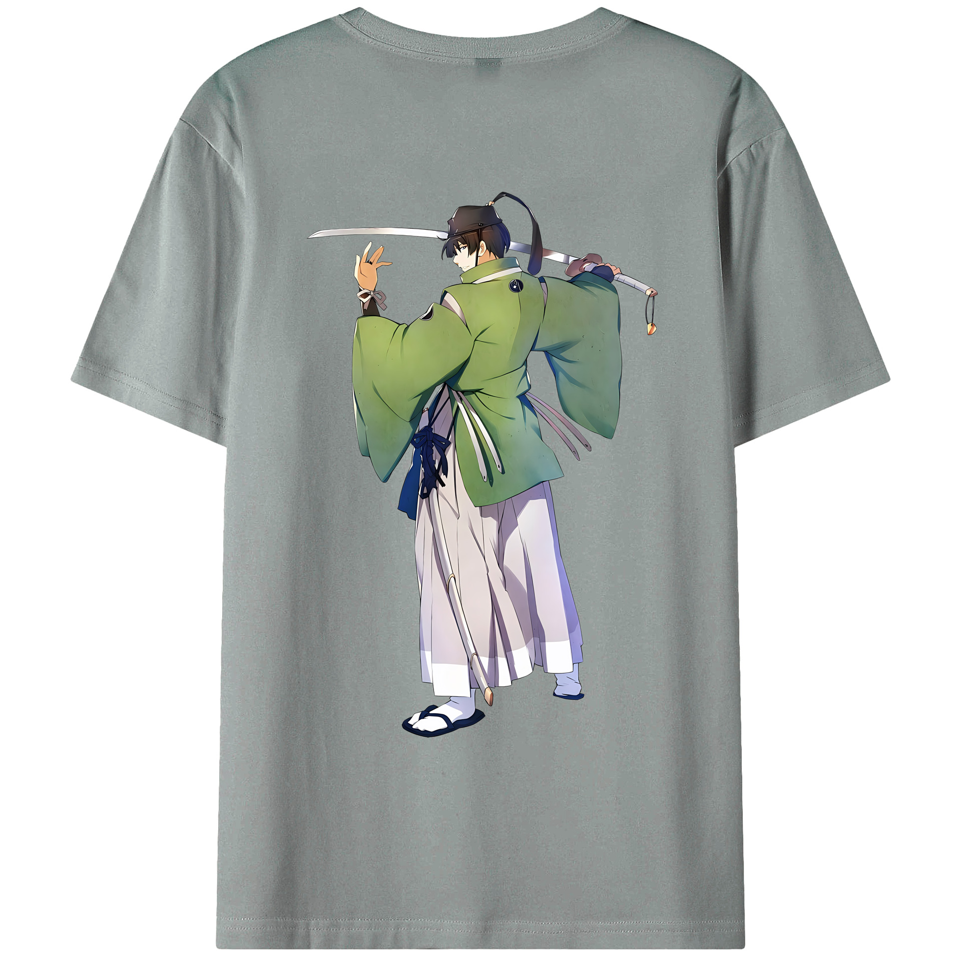 （画像用） 刀剣乱舞 Touken Ranbu 綿100％ メンズ半袖Tシャツ（バックプリント） 通気性